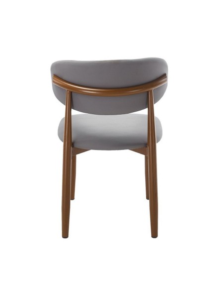 Cadeira de design CHAUDA metal simil madeira e simil pele