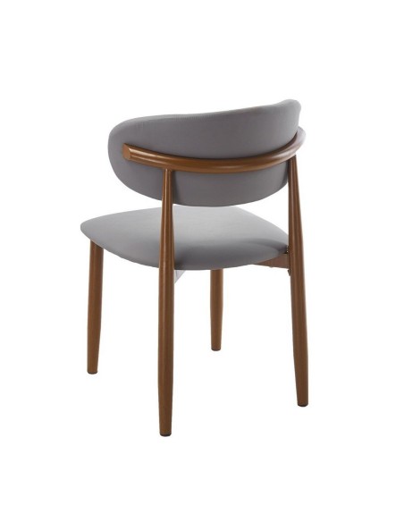 Cadeira de design CHAUDA metal simil madeira e simil pele