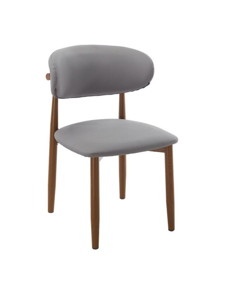 Cadeira de design CHAUDA metal simil madeira e simil pele