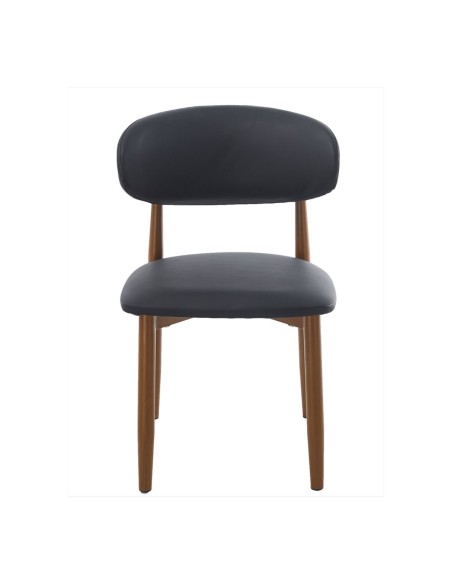 Cadeira de design CHAUDA metal simil madeira e simil pele
