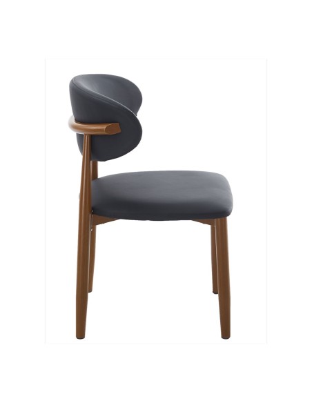 Cadeira de design CHAUDA metal simil madeira e simil pele