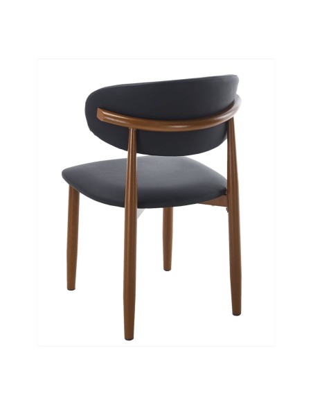Cadeira de design CHAUDA metal simil madeira e simil pele