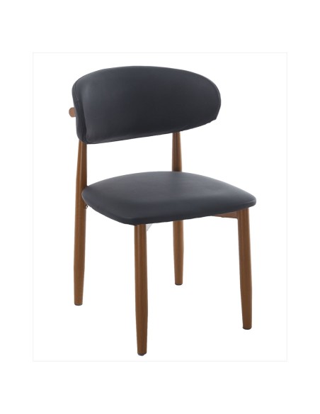 Cadeira de design CHAUDA metal simil madeira e simil pele