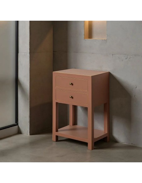 Mesita TAO Oriental 45 x 66 cm, 2  gavetas em moka