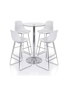 Mesa alta MAGNA 72, cristal 60 cms de diámetro, base cromada 2