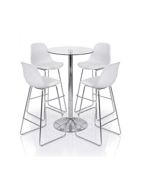 Mesa alta MAGNA 72, vidro 60 cm de diâmetro, base cromada