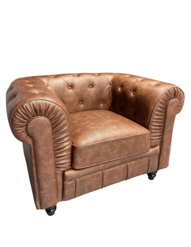 Sillón CHESTER, similpiel cuero viejo marrón