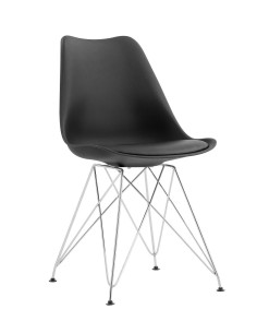 Silla diseño Tower, patas varillas metal cromado, cojín...