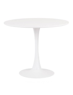 Mesa redonda DOCK 70, base de metal y tapa lacada blanco