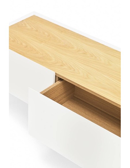 Teulat Mueble de TV Arista 180x40, roble, lacado blanco.