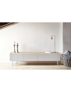 Teulat Mueble de TV Arista 180x40, roble, lacado blanco. 2