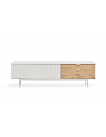 TEULAT Mueble TV Sierra 180x40, roble, lacado en blanco.