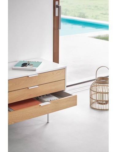 TEULAT Mueble TV Sierra 180x40, roble, lacado en blanco.