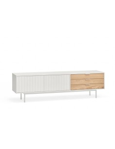 TEULAT Mueble TV Sierra 180x40, roble, lacado en blanco.