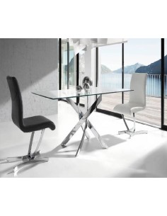 Mesa de cristal Marea 140x90, cromado 2