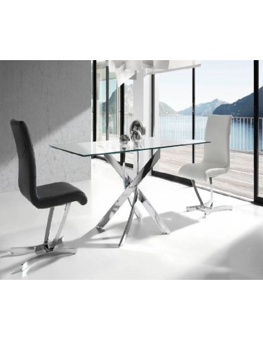 Mesa de vidro Maré 140x90, cromado
