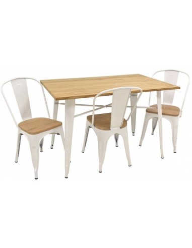 MESA TOLIX 120X80, PAUCHARD, madera olmo, acero blanco