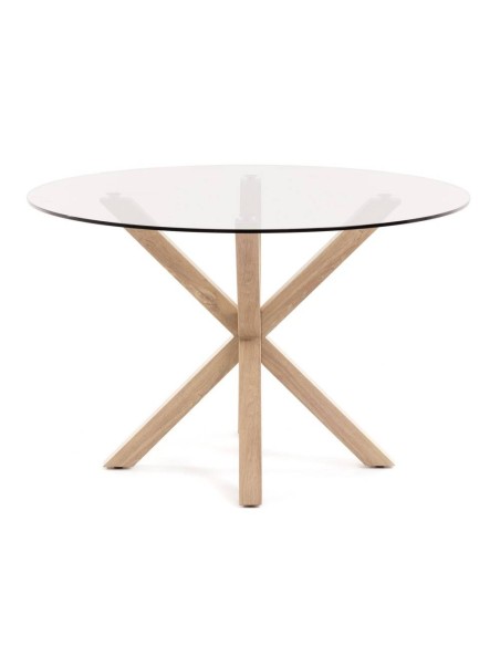 ARYA Mesa redonda 120, cristal, natural