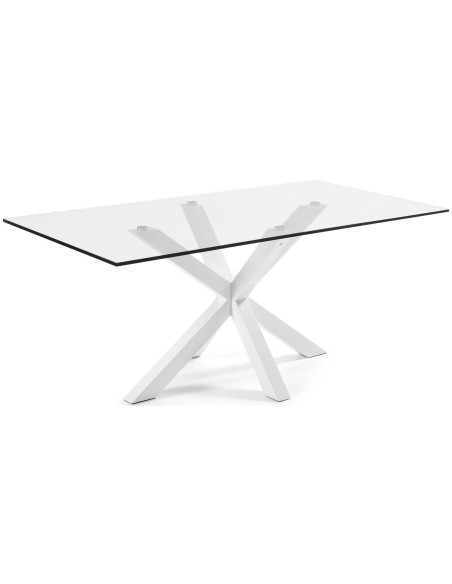 Mesa ARYA 180x100 Epoxy Branco Vidro Transparente Mesa ARYA 180x100 Epoxy Branco Vidro Transparente