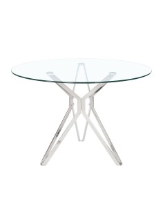 Mesa redonda de cristal Rio 110, acero