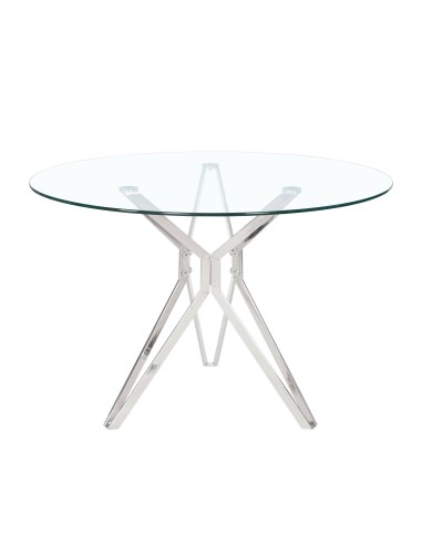 Mesa redonda de cristal Rio 110, acero
