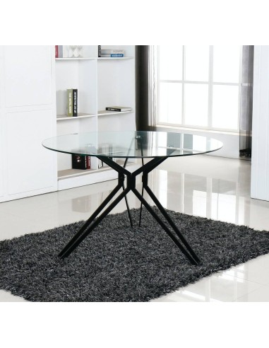 MESA REDONDA DE CRISTAL RIO 110, metal Negro