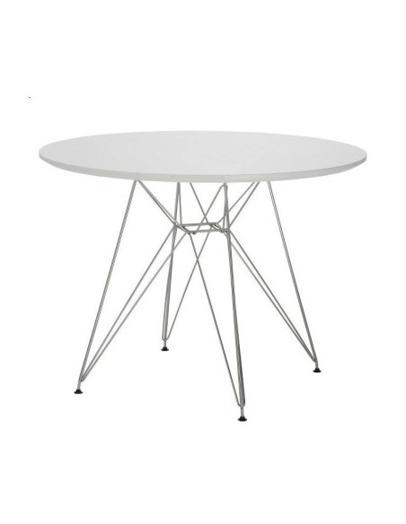 Mesa redonda Tower 80, blanco, cromado