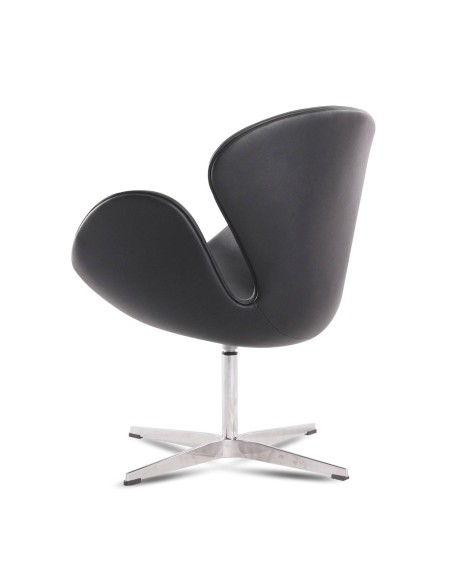 Poltrona Swan Replica simil couro preto, Inspirado por Arne Jacobsen