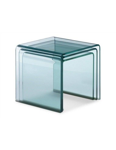 Juego de 3 mesas nido de cristal templado...