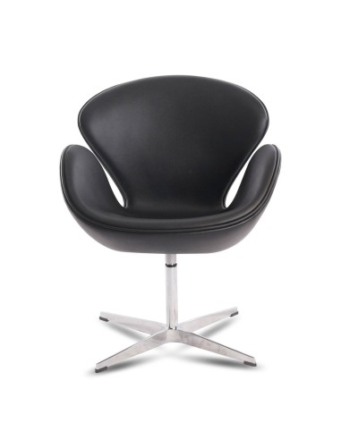 Sillón Swan Replica simil piel Negro, Inspirado En Arne Jacobsen