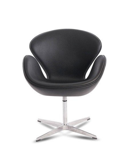 Sillón Swan Replica simil piel Negro, Inspirado En Arne Jacobsen