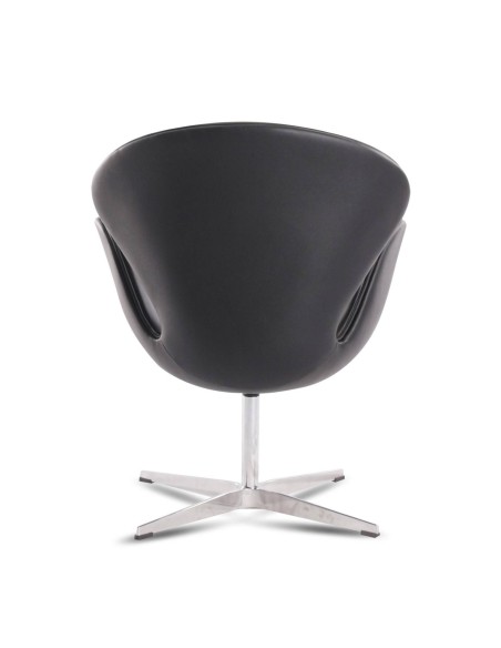 Poltrona Swan Replica simil couro preto, Inspirado por Arne Jacobsen