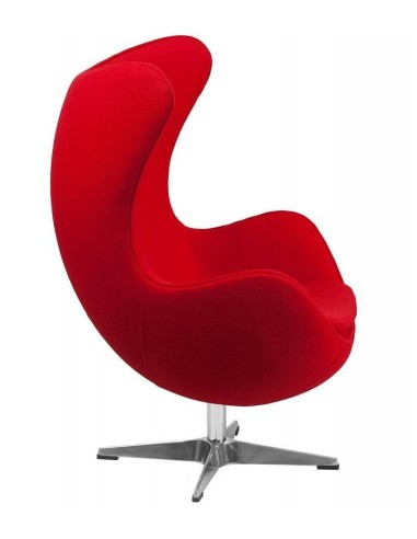 Sillón Egg Cashmere rojo. Inspirado En Arne Jacobsen