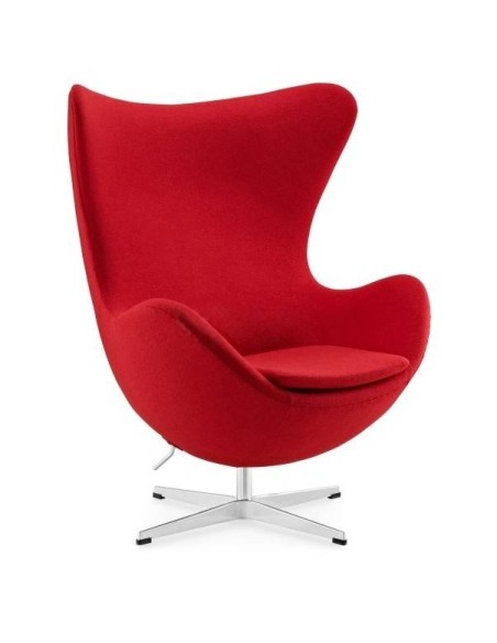 Sillón Egg Cashmere rojo. Inspirado En Arne Jacobsen