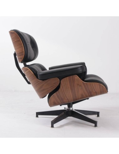 Sillón Lounge Chair SimilPiel, negro, madera