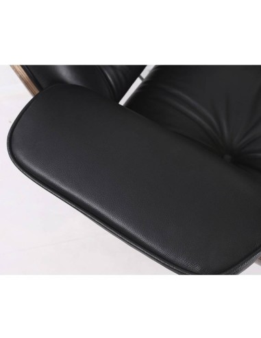 Poltrona Lounge Chair SimilPiel, preto, madeira