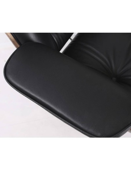 Poltrona Lounge Chair SimilPiel, preto, madeira