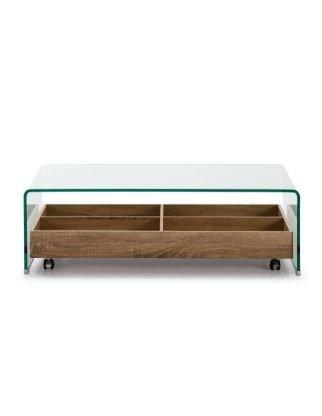 Mesa centro MARIANA 110x55, vidro, prateleira de madeira