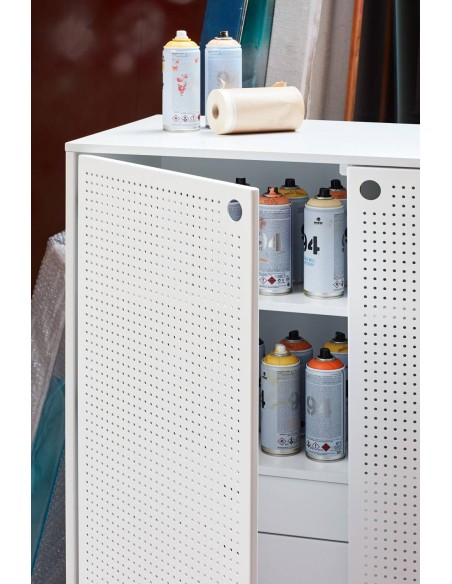 TEULAT APARADOR ponto ALTO, DM lacado branco, metal