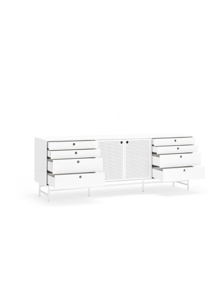 TEULAT APARADOR ponto 210X47, DM lacado e metal branco TEULAT APARADOR ponto 210X47, DM lacado e metal branco