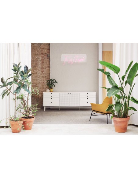 TEULAT APARADOR PUNTO 210x47, DM lacado y metal blanco