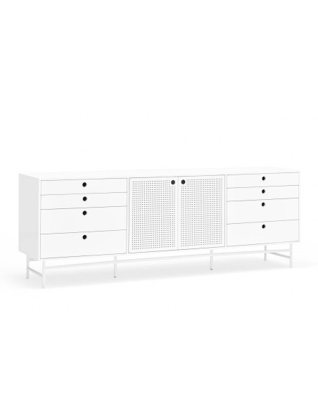 TEULAT APARADOR ponto 210X47, DM lacado e metal branco TEULAT APARADOR ponto 210X47, DM lacado e metal branco