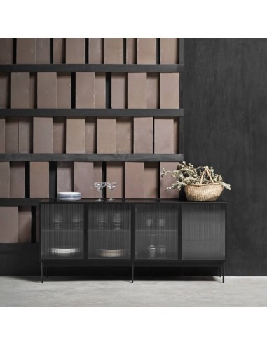 Teulat APARADOR BLUR 180x45, cristal, PRETO