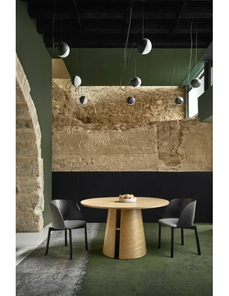 MESA REDONDA MINIMALISTA Teulat CEP 137, cor cinza natural.