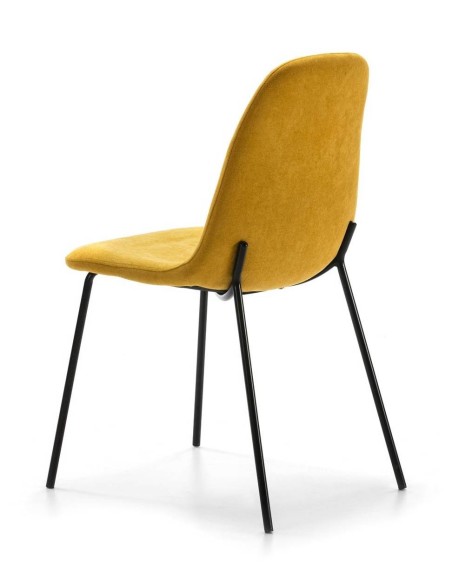 SILLA de diseño RENNE, tela AMARILLO, metal negro SILLA de diseño RENNE, tela AMARILLO, metal negro