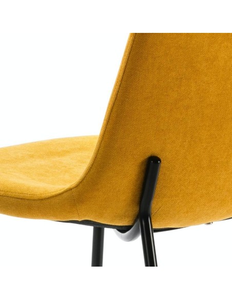 SILLA de diseño RENNE, tela AMARILLO, metal negro SILLA de diseño RENNE, tela AMARILLO, metal negro