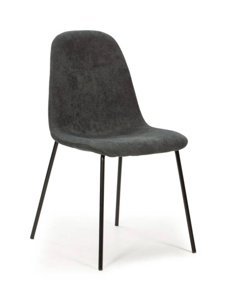 SILLA de diseño RENNE, tela, metal negro