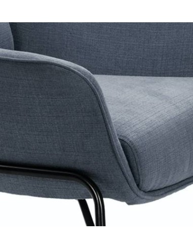 POLTRONA DE DESIGN SADIRA, TELA AZUL PETRÓLEO, PRETO