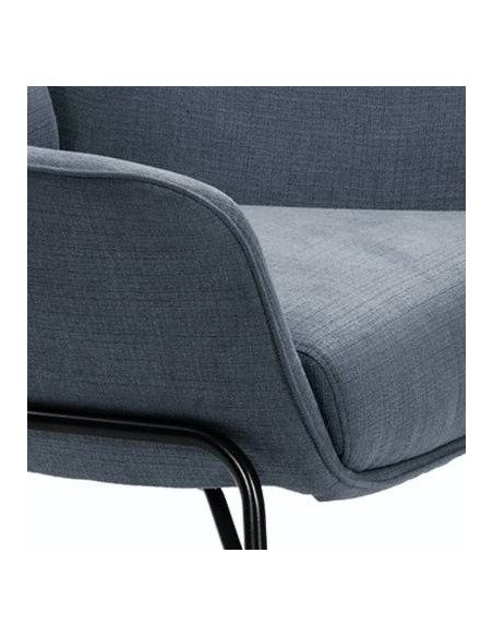 POLTRONA DE DESIGN SADIRA, TELA AZUL PETRÓLEO, PRETO