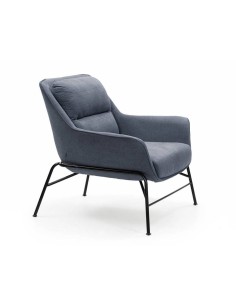 POLTRONA DE DESIGN SADIRA, TELA AZUL PETRÓLEO, PRETO